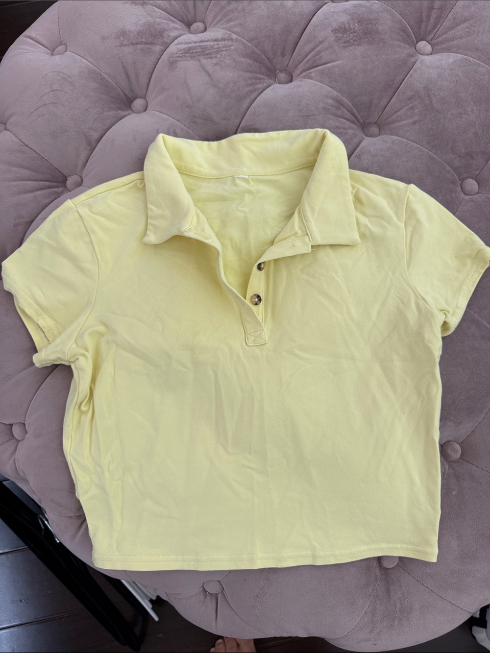 ALO Yoga Pale Yellow Polo Crop Top